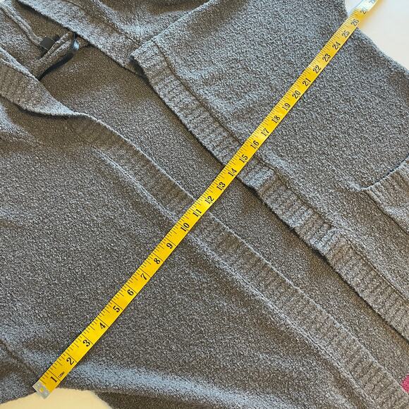 Torrid Boho Cardigan Womens Size 1X Gray Striped Chunky Knit Hooded Sweater - Picture 9 of 10